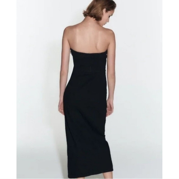 Coming Soon**ZARA Black The Bustier Denim Dress Small - Picture 3 of 3